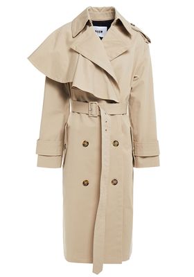 Double-Breasted Ruffled Cotton-Blend Gabardine Trench Coat from MSGM
