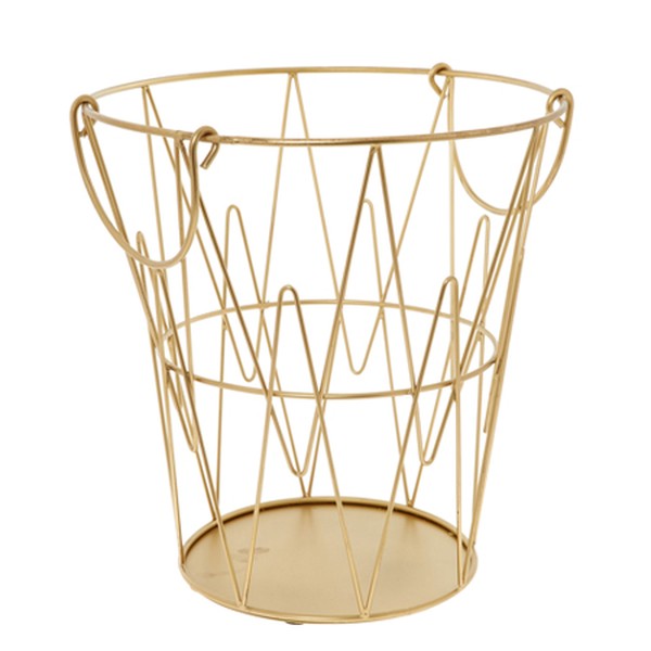 Small Gold Tone Geo Wire Basket 33x31cm