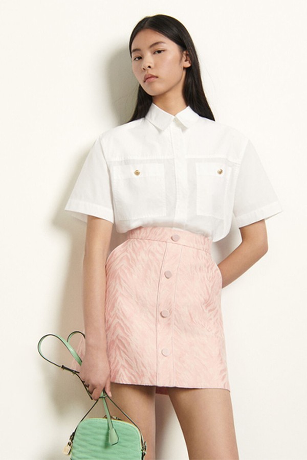 Short Striped Jacquard Skirt