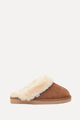 Suede Faux Fur Lined Mule Slippers from Next