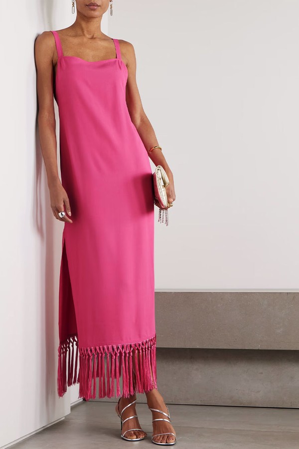Palermo Fringed Crepe Midi Dress from Taller Marmo