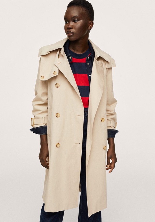 Detachable Hood Trench Coat  from Mango