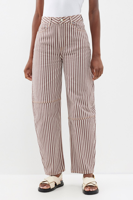 Magny Striped Organic-Cotton Wide-Leg Jeans from Ganni