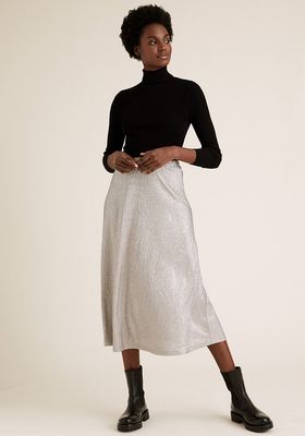 Jersey Metallic Midi A-Line Skirt from Marks & Spencer