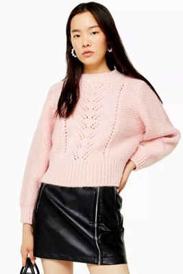 Knitted Pointelle Crop Jumper from Topshop