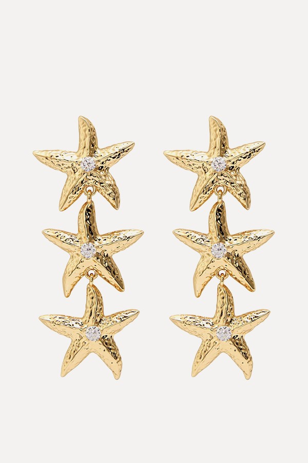 Mottled Gold Sea Star Gold-Plated Drop Earrings from SELF-PORTRAIT