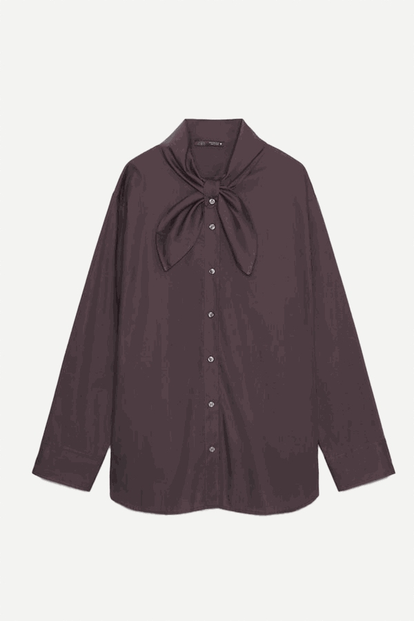 Poplin Shirt With Scarf Detail