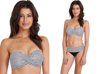 Anya Stripe Underwired Bandeau Bikini Top from Panache