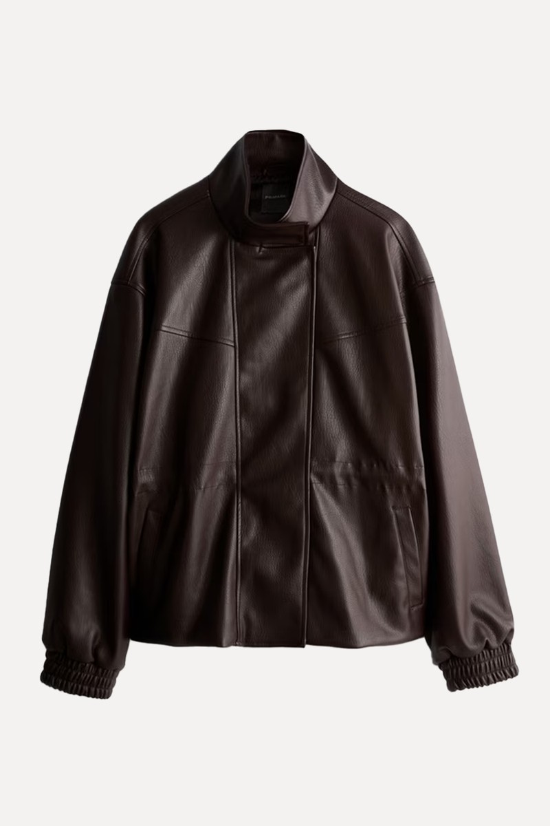 High Neck Faux Leather Utility Jacket from Primark