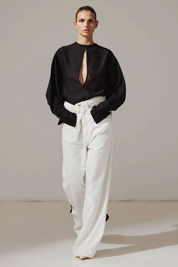 Marine Keyhole Neckline Voile Shirt from DarkPark