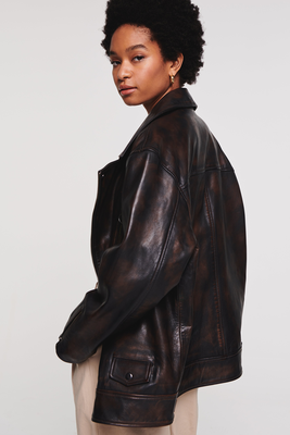 Hui Oversized Leather Jacket, £399 |Aligne