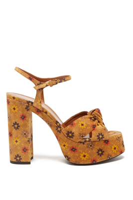 Bianca Knotted Floral-Print Platform Sandals from Saint Laurent