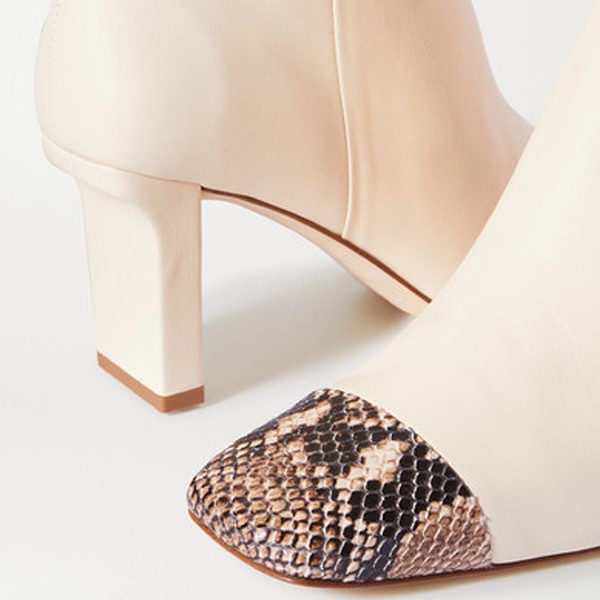 Belle Snake-Effect & Smooth Leather Ankle Boots from Aeydē