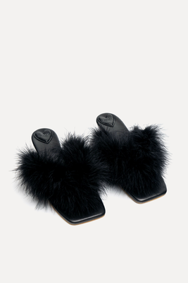 Pom Kitten Heel Mules With Feathers from Sleeper