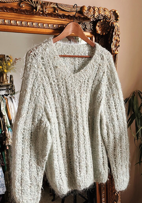 1980s Mint Mohair Oversized Chunky Knit Jumper 10-14
