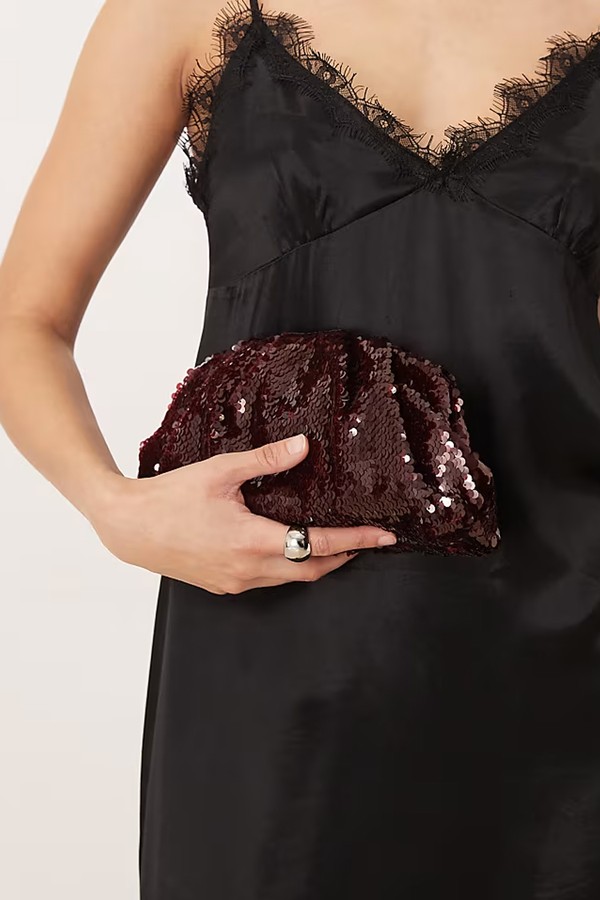 Sequin Pleated Clutch Bag from Sui Ava
