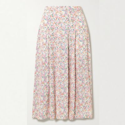 Cuesta Pleated Floral-Print Crepe Midi Skirt from Faithfull The Brand