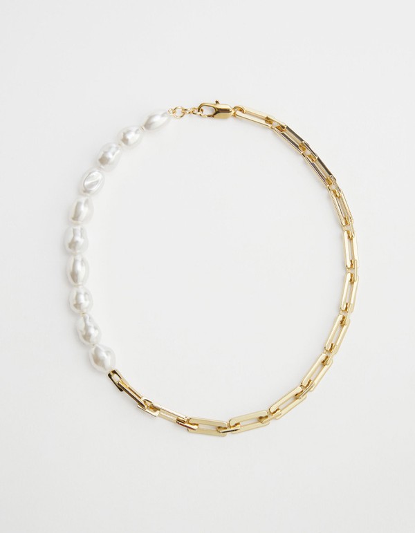 Pearl Chain Split Necklace