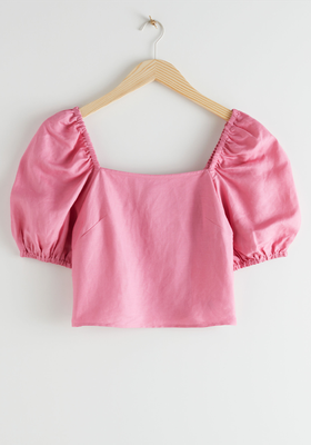 Linen Blend Puff Sleeve Top from & Other Stories