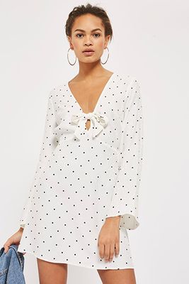 Spotted Knot Plunge Dress from Topshop