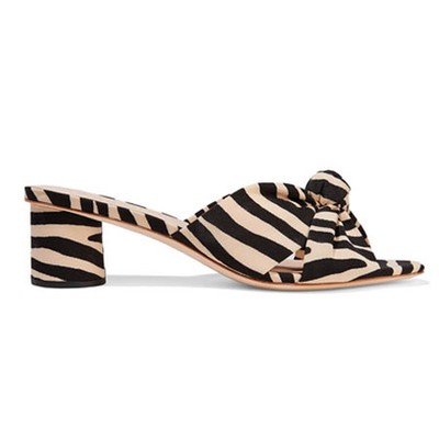 Celeste Knotted Zebra-print Twill Mules from Loeffler Randall