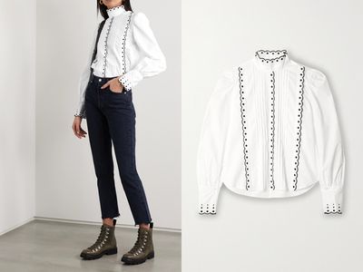 Pintucked Embroidered Cotton-Poplin Blouse from See By Chloé