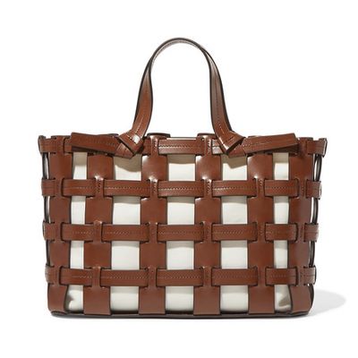 Frances Caged Leather And Canvas Tote