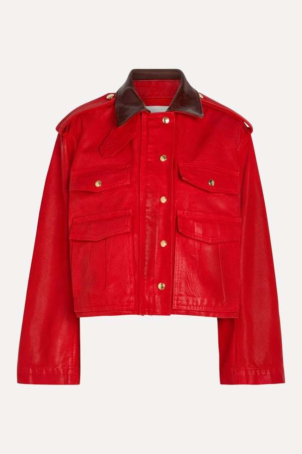 The Henderson Leather Collar Waxed Canvas Jacket from RÙADH