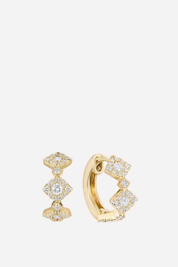 Triolette Square Diamond Hoops from David Morris