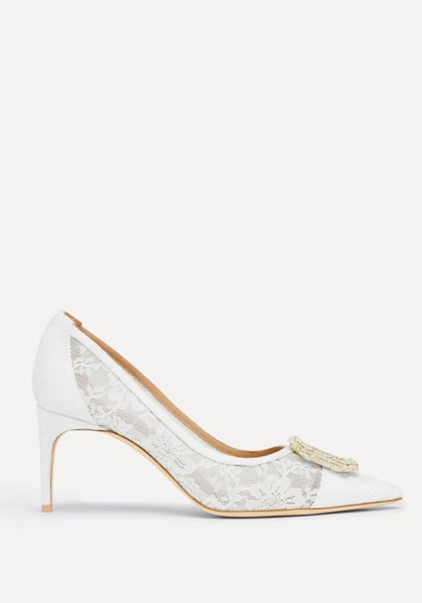 Monroe 70 White Lace Heeled Pumps* 