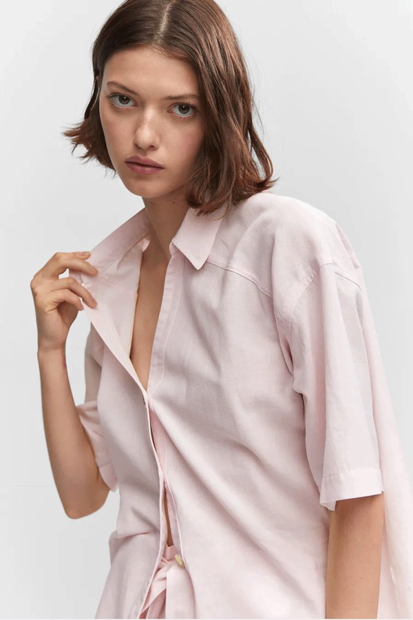 Cotton Linen-Blend Shirt  from Mango