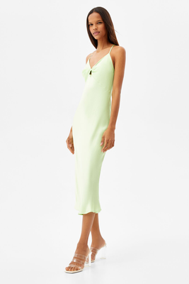 Satin Midi Dress With Front Cut-Out Detail from Bershka