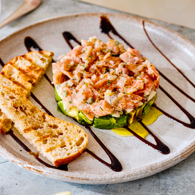 Salmon & Avocado Tartare With Dill & Balsamic Glaze