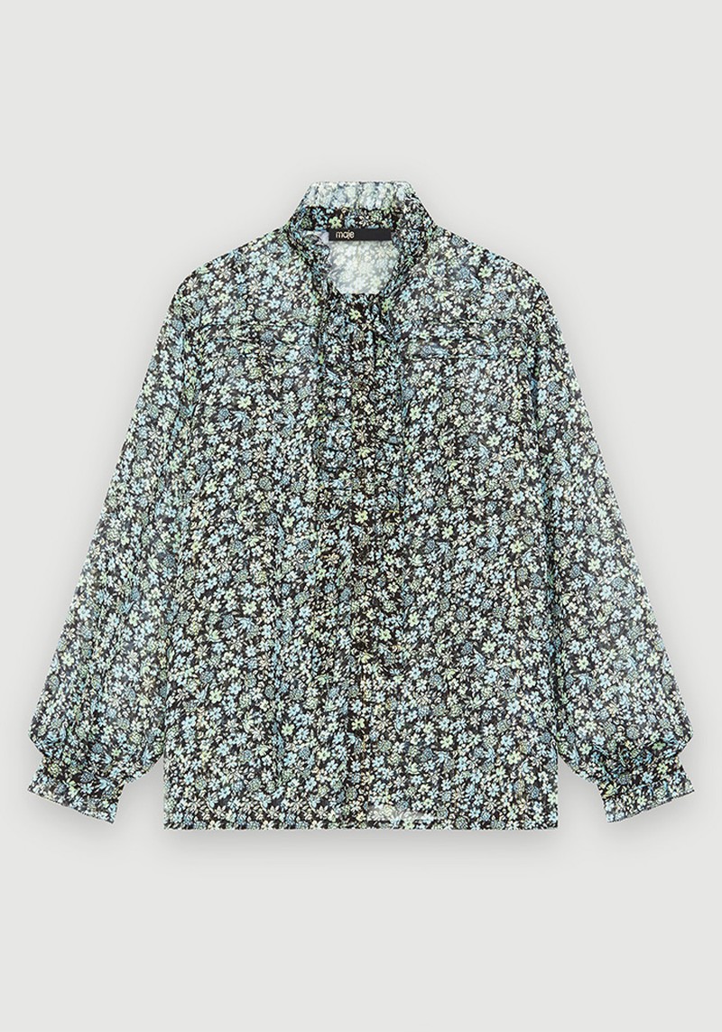 Printed Lurex Chiffon Top from Maje