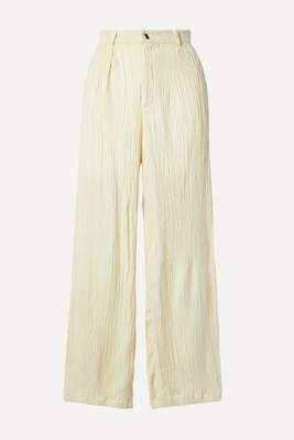 Willow Crinkled Peace Silk & Bamboo-Blend Wide-Leg Pants from Savannah Morrow