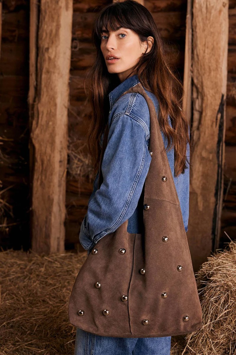 Studded Suede Shoulder Bag from Mint Velvet