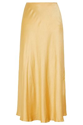 Alsop Yellow Satin Midi Skirt from Samsoe Samsoe