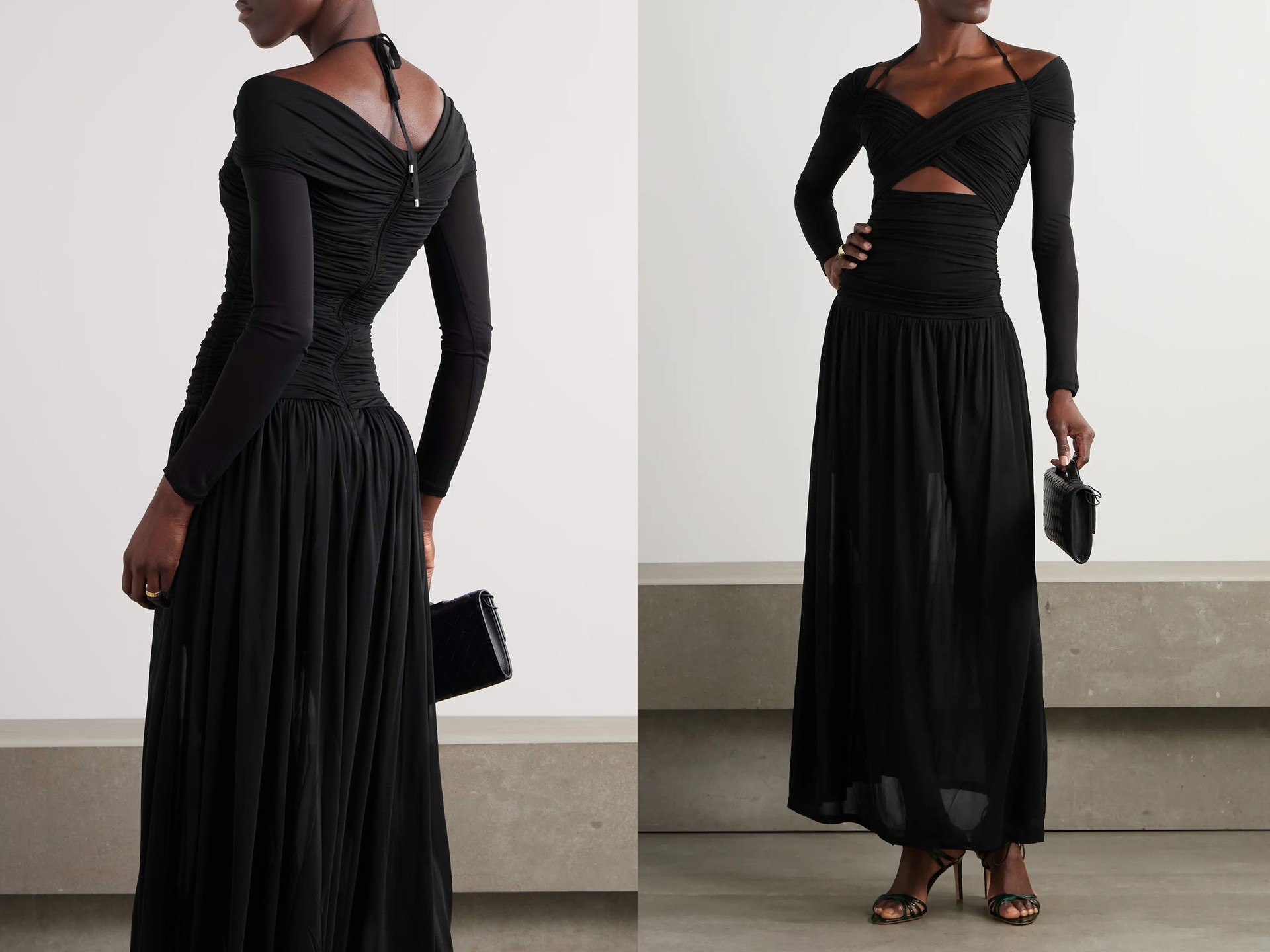 Illuminate Cold-Shoulder Cutout Pleated Chiffon Halterneck Maxi Dress from Zimmermann