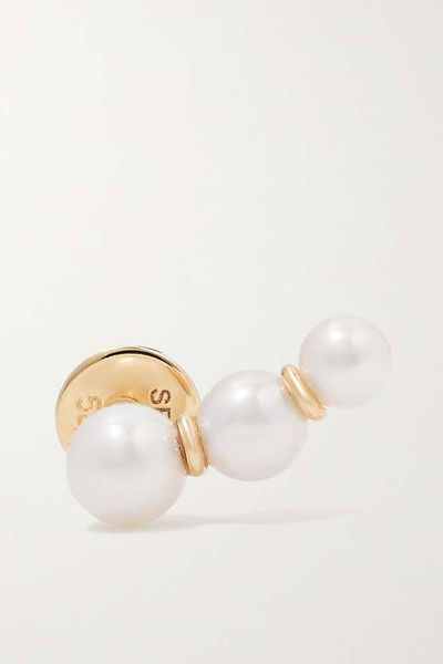 Trois Perle 14-Karat Gold Pearl Single Earring from Sophie Billie Brahe