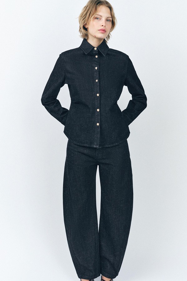 Pleated Denim Shirt from ZARA