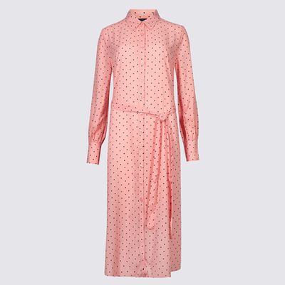 Printed Longline Shirt Midi Dress 