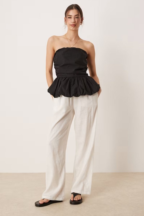 Ruched Puffball Peplum Top from Glamorous