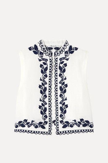 Dabney Embroidered Linen Vest   from Loro Piana