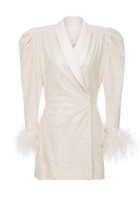 Feather-Trimmed Sequined Mini Dress from Cult Mia