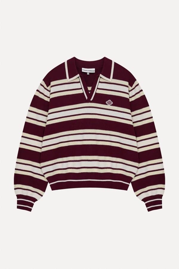 Stripe Knitted Polo Sweatshirt from The Couture Club