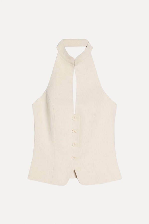 Halterneck Stand Collar Waistcoat from Bershka