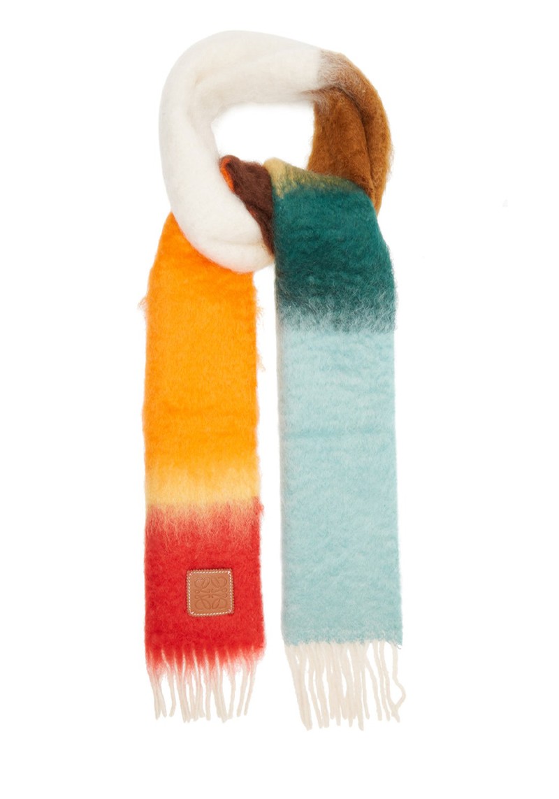 Striped Brushed Mohair-Blend Scarf from Loewe