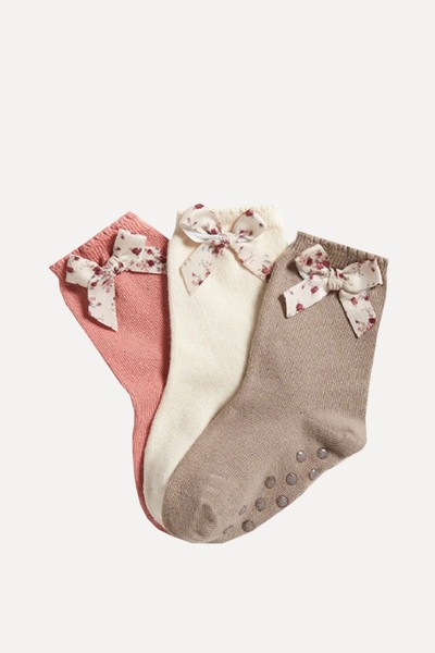 Multi Floral Bow Socks 3-Pack from Newbie