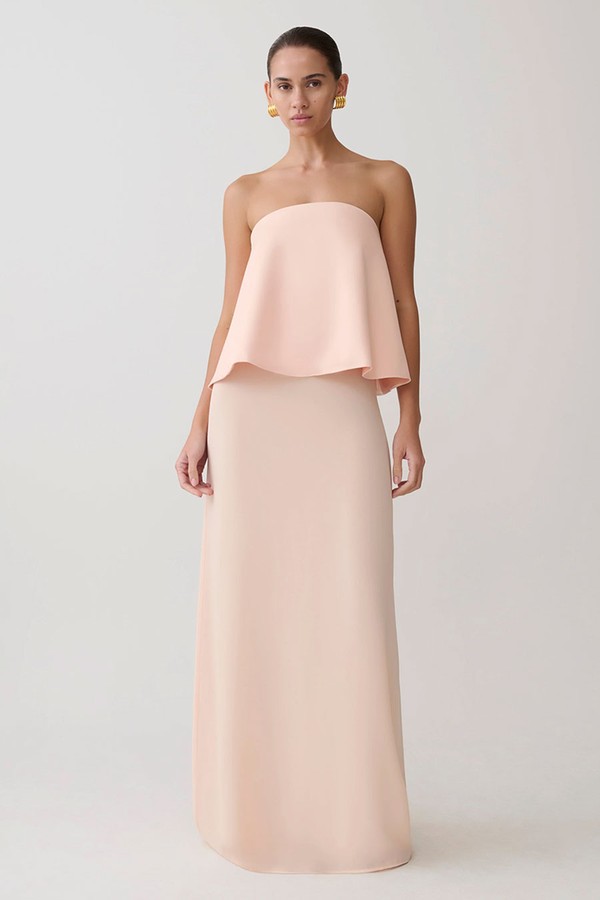 Sophia Satin Strapless Maxi Dress from Meshki