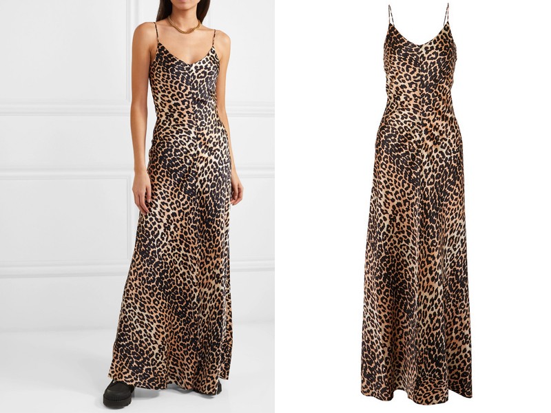 Blakely Leopard-print Stretch-silk Satin Maxi Dress from Ganni